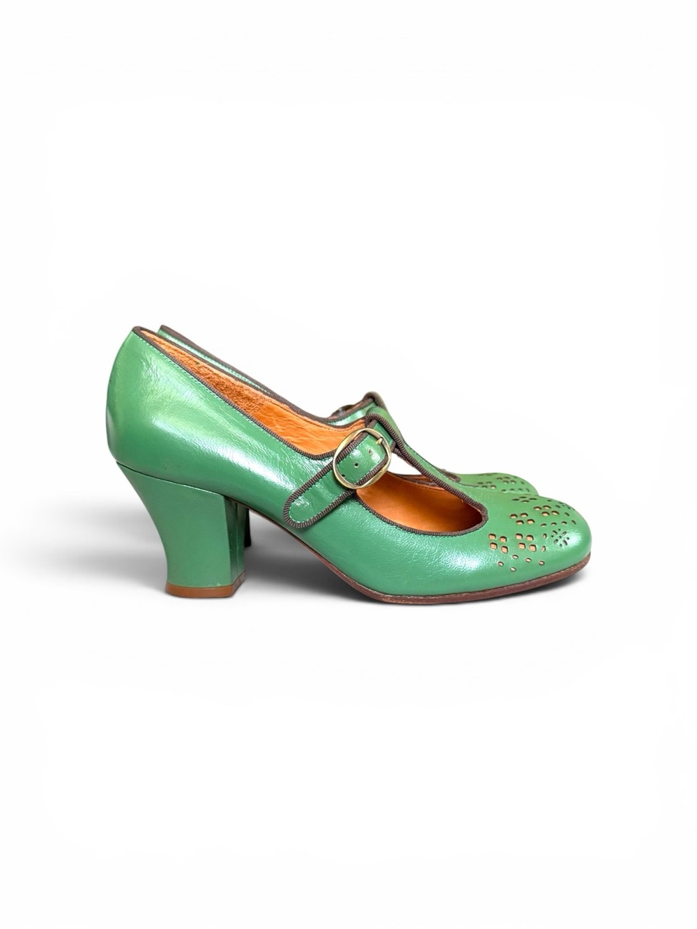 NWOT Chie Mihara Green Leather Mary Jane Heels - Picture 1 of 6